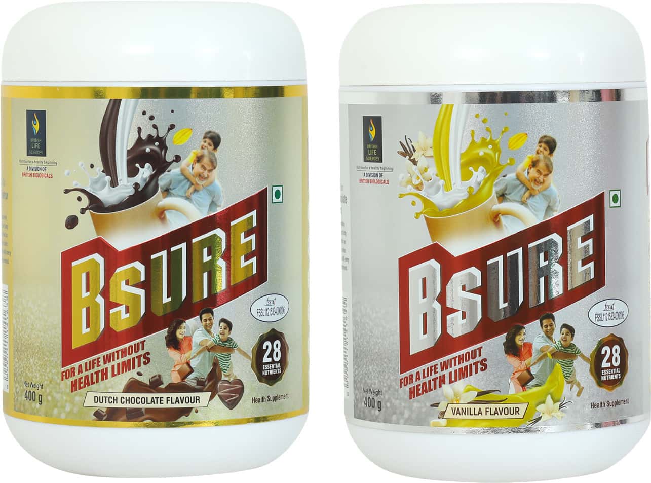 Bsure Sugar Chocolate&vanilla Combo For A Life Without Health Limits Complete Nutritional Supplement