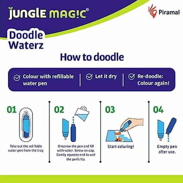 Jungle Magic Doodle Waterz - Reusable I Water Colouring Book - Panchtantra Story I The Lion And The