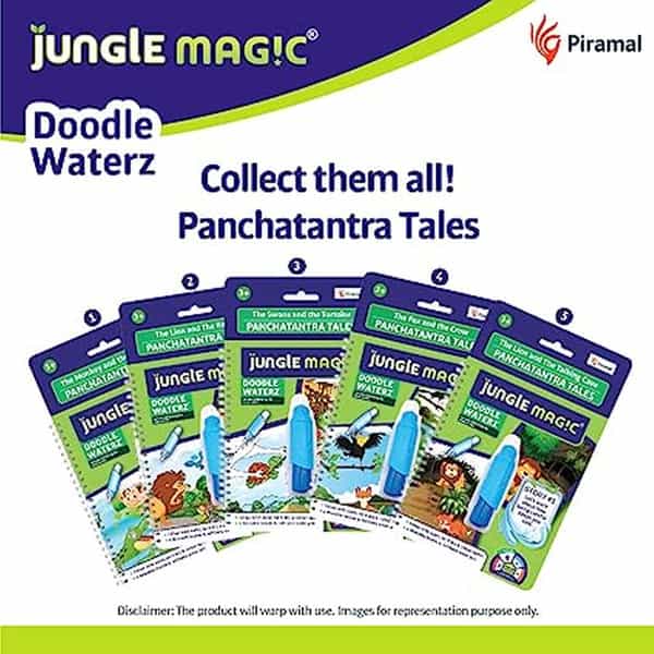 Jungle Magic Doodle Waterz - Reusable I Water Colouring Book - Panchtantra Story I The Lion And The