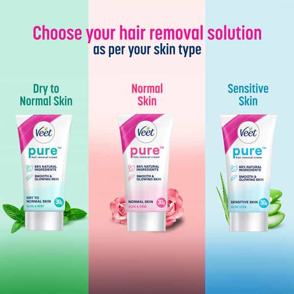 Veet Pure Hair Removal Cream Cucumber & Sage Extract For Women With No Ammonia Smell Normal Skin 30G
