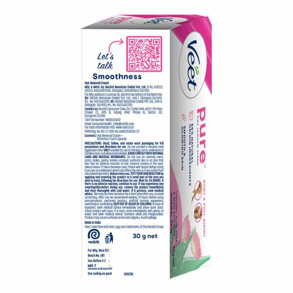 Veet Pure Hair Removal Cream Cucumber & Sage Extract For Women With No Ammonia Smell Normal Skin 30G