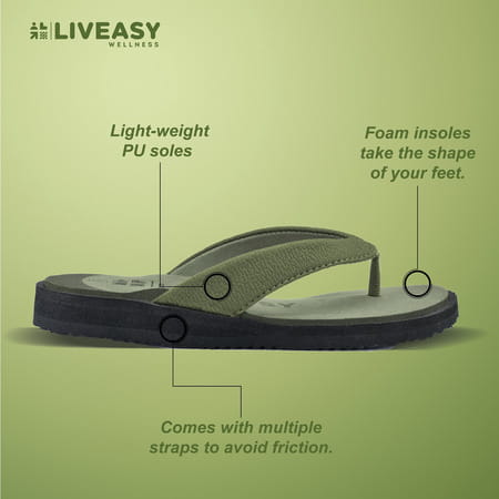 Liveasy Essentials Diabetic & Orthopedic Olive Green Slipper- Women- Size Uk 9