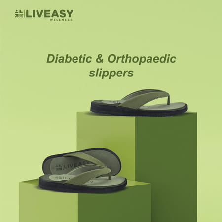Liveasy Essentials Diabetic & Orthopedic Olive Green Slipper- Women- Size Uk 9