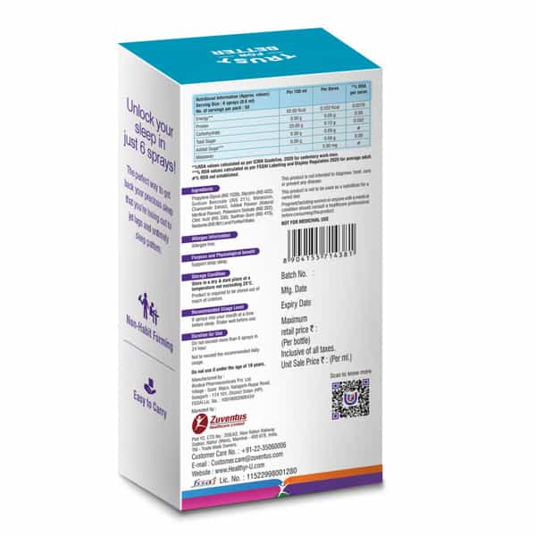 Healthyr-U Quick & Calm Sleep Melatonin Oral Spray Cranberry Flavour Sugar Free Bottle Of 30Ml
