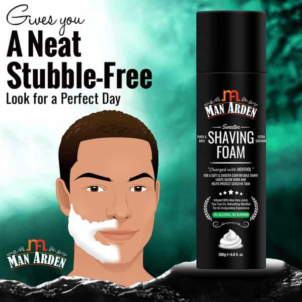 Man Arden Shaving Combo - After Shave Balm 100Ml + Shaving Brush + Shaving Foam 200Ml