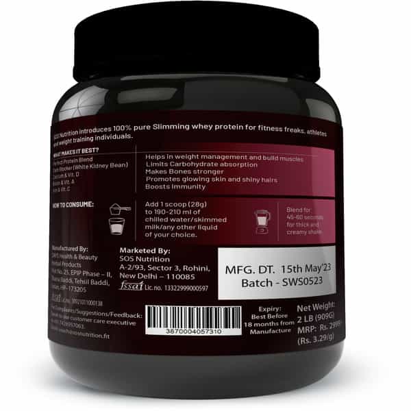 Sos Nutrition Slimming Women Whey Plant Protein Weight Loss Herbs Multivitamins Strawberry Shake