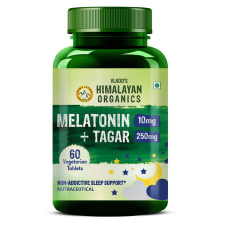 Vlado'S Himalayan Organics Melatonin 10mg + Tagar 250mg Supplement - 60 Veg Tablets