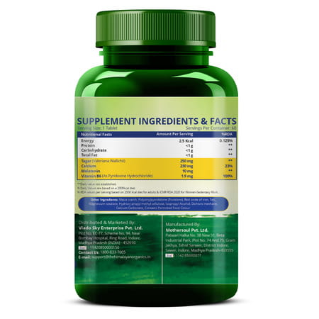 Vlado'S Himalayan Organics Melatonin 10mg + Tagar 250mg Supplement - 60 Veg Tablets