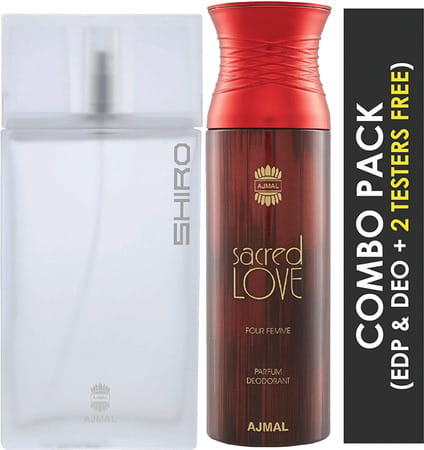 Ajmal Shiro Eau De Parfum 90ml Perfume For Men And Sacred Love Deodorant 200ml For Women