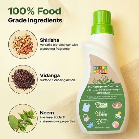 Herby Angel Multipurpose Cleanser | Babies Clothes Toys & Utensils | Antibacterial | Organic - 500ml