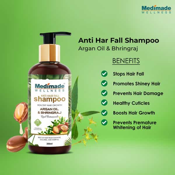 Medimade Anti Hair Fall Shampoo With Argan Oil & Bhringraj - 300 Ml X 2 ( Pack Of 2 )
