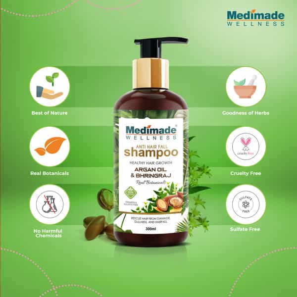 Medimade Anti Hair Fall Shampoo With Argan Oil & Bhringraj - 300 Ml X 2 ( Pack Of 2 )