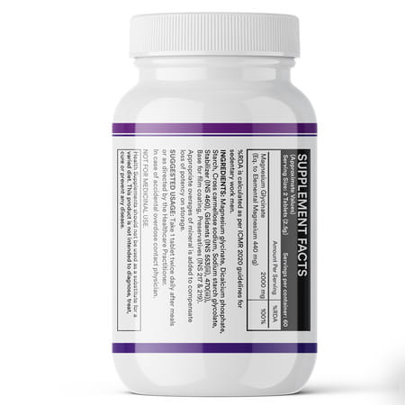 Inlife Chelated Magnesium Glycinate Supplement 2000mg Per Serving - 120 Tablets