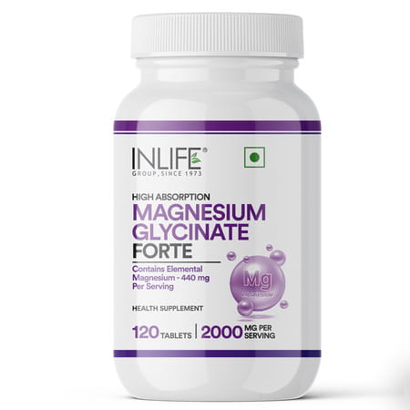 Inlife Chelated Magnesium Glycinate Supplement 2000mg Per Serving - 120 Tablets
