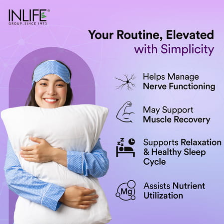 Inlife Chelated Magnesium Glycinate Supplement 2000mg Per Serving - 120 Tablets