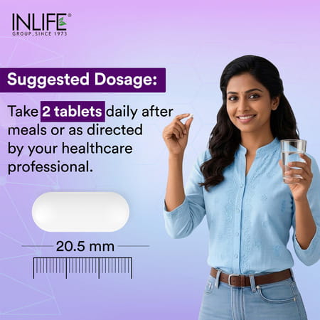 Inlife Magnesium Glycinate 2000Mg Chelated Forte | Bisglycinate Form | Men & Women - 120 Tablets