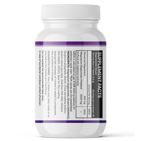 Inlife Magnesium Glycinate 2000Mg Chelated Forte | Bisglycinate Form | Men & Women - 120 Tablets