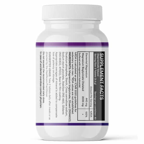 Inlife Magnesium Glycinate 2000Mg For Muscle Recovery & Sleep - 120 Tablets