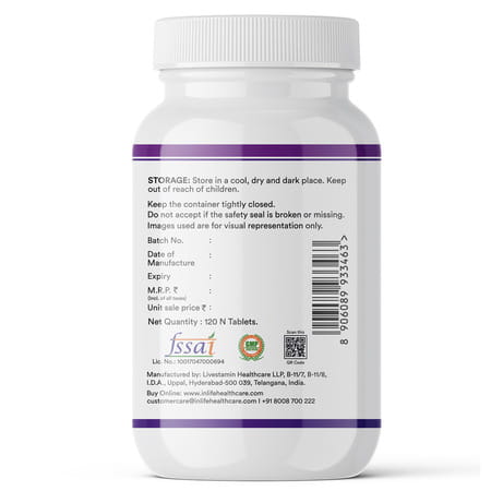 Inlife Magnesium Glycinate 2000Mg Chelated Forte | Bisglycinate Form | Men & Women - 120 Tablets