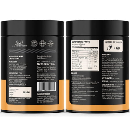 Myfitfuel Beta Alanine (1000 Mg) 120 Tablets| Amino Acid