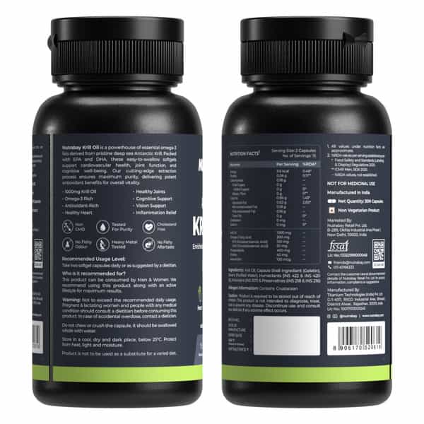 Nutrabay Antarctic Krill Oil I 30 Capsules | Deep Sea Fish Oil | Supports Healthy Heart & Joints