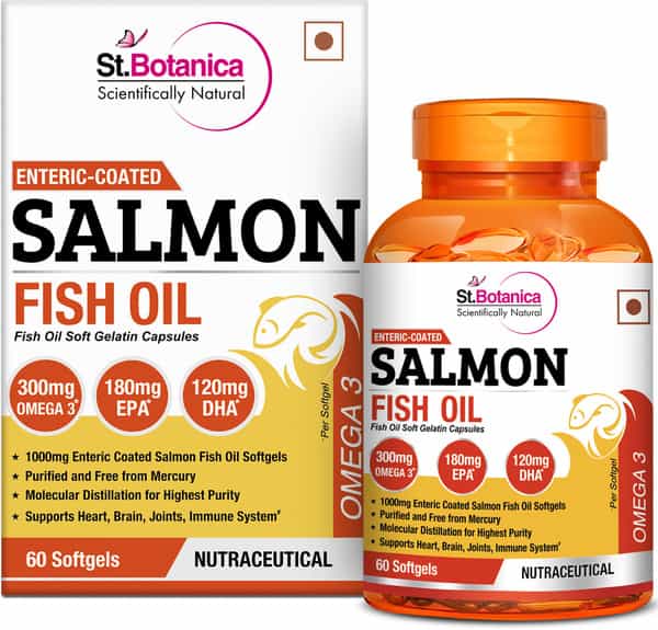 St.botanica Salmon Fish Oil 1000Mg | 300Mg Omega-3 With 180Mg Epa 120Mg Dha - 60 Softgels