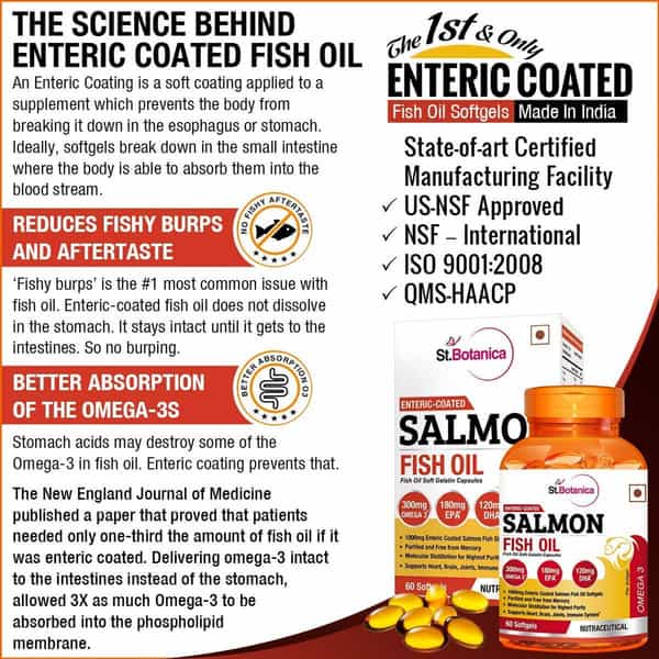 St.botanica Salmon Fish Oil 1000Mg | 300Mg Omega-3 With 180Mg Epa 120Mg Dha - 60 Softgels