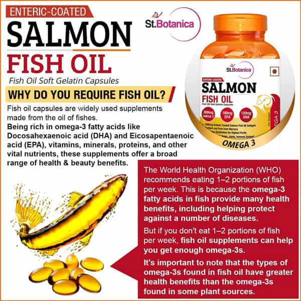 St.botanica Salmon Fish Oil 1000Mg | 300Mg Omega-3 With 180Mg Epa 120Mg Dha - 60 Softgels