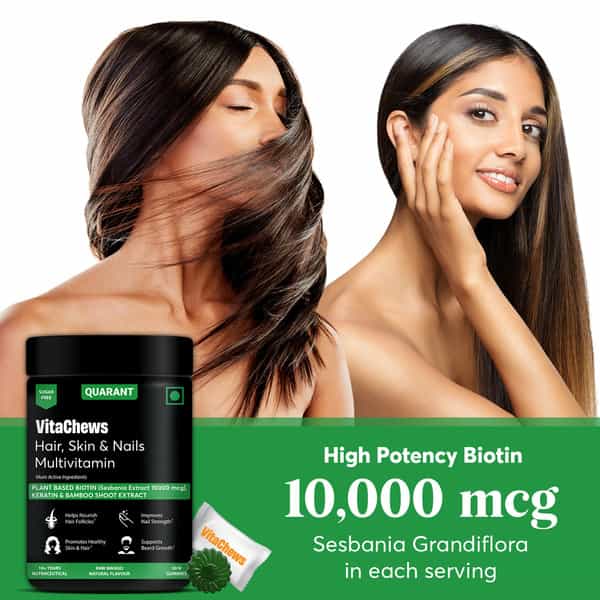 Quarant Vitachews Hair | Skin & Nails Biotin + Multivitamin | 30 Sugar Free Gummies
