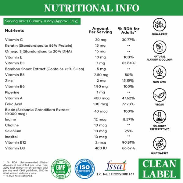 Quarant Vitachews Hair | Skin & Nails Biotin + Multivitamin | 30 Sugar Free Gummies