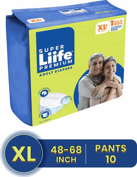 Super Liife Premium Soft & Rash Free With Wetness Indicator Pant Style Xl 10 Adult Diapers