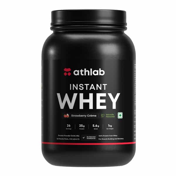 Athlab Instant Whey Protein | 25G Protein | No Preservatives | Strawberry | 1 Kg