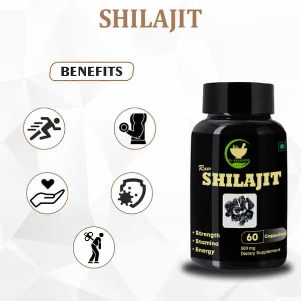 Fij Ayurveda Raw Shilajit/Shilajeet Extract Capsule - 60 Capsules