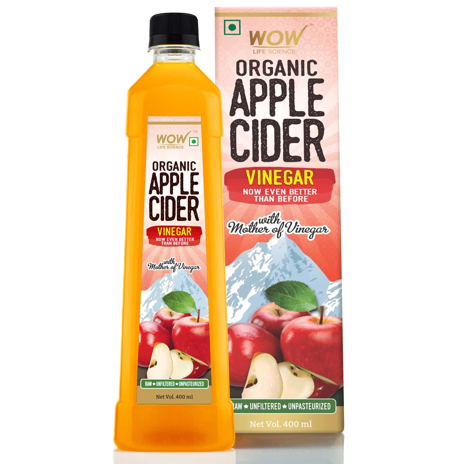 Buy Wow Life Science Organic Apple Cider Vinegar (400 Ml) Online at