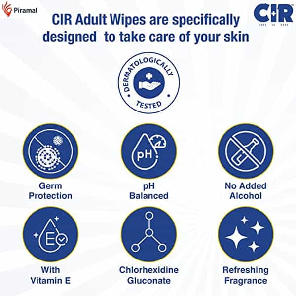 Cir Soft Body Cleansing Wet Bed Bath Wipes For Adults | Extra Large | 10 Wipes/Pack (Pack Of 7)