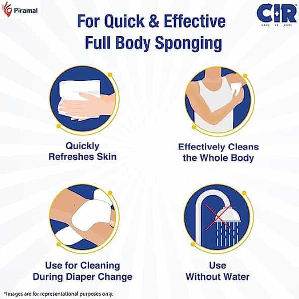 Cir Soft Body Cleansing Wet Bed Bath Wipes For Adults | Extra Large | 10 Wipes/Pack (Pack Of 7)