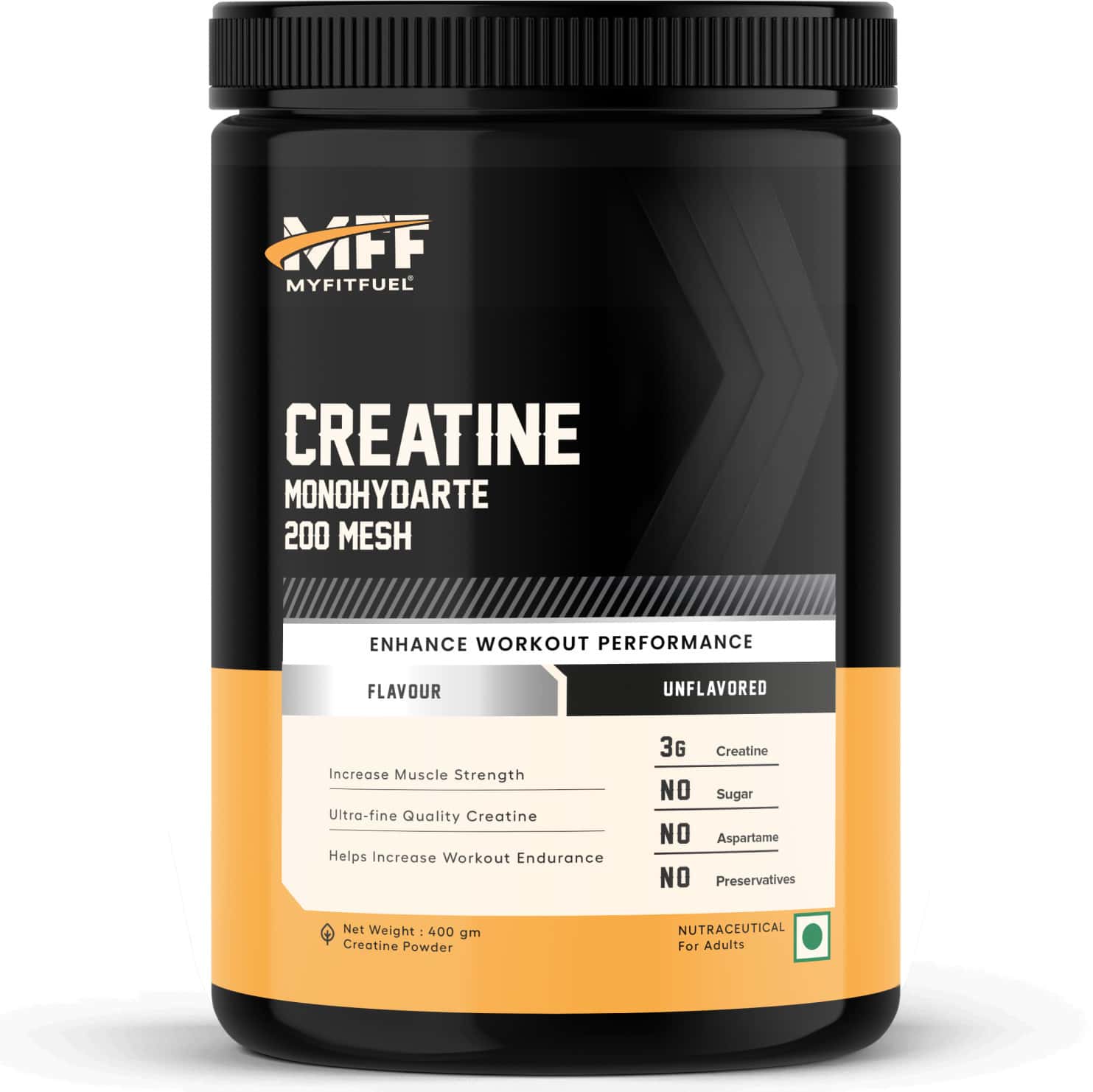 Myfitfuel Micronized Creatine Monohydrate (200 Mesh - Easily Absorbed By Body) | 400 G | Natural