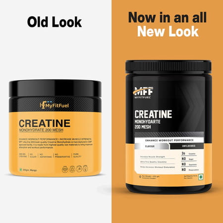 Myfitfuel Micronized Creatine Monohydrate (200 Mesh - Easily Absorbed By Body) | 400 G | Natural