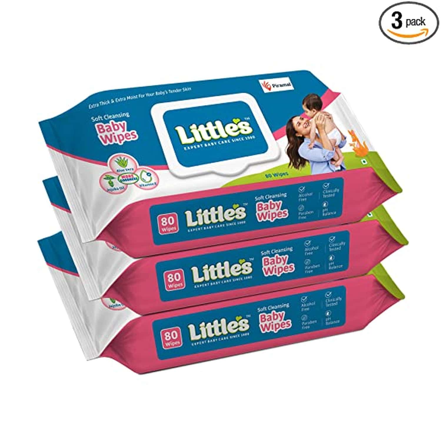 Little'S Soft Cleansing Baby Wipes Lid | 80 Wipes (Pack Of 3)