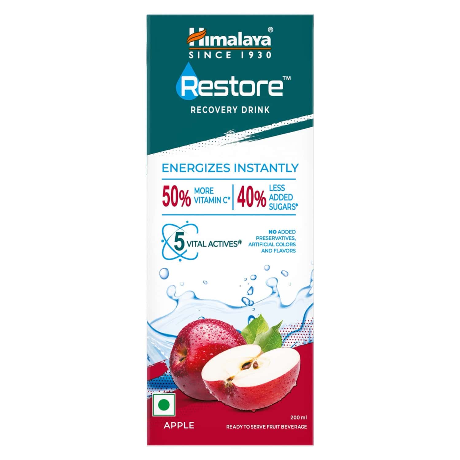Himalaya Restore Recovery Drink | Apple Flavor | Instant Energy | 5 Vital Electrolytes | 200 Ml