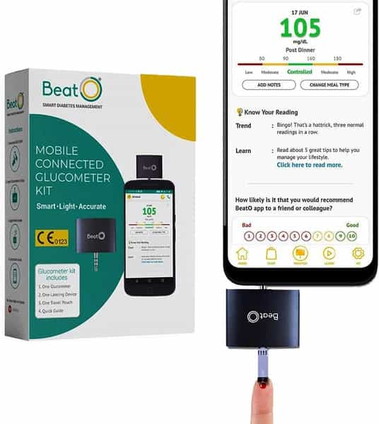 Beato Smart Glucometer Kit With Pack Of 50 Strips & 50 Lancets
