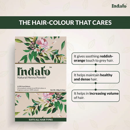 Indalo Natural Henna Powder For Hair Color And Hair Care 100g (Pack Of 2)