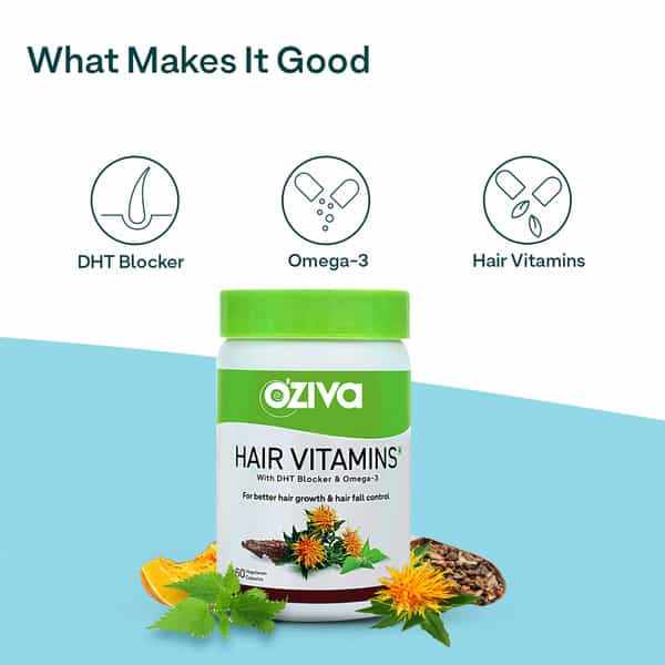Oziva Plant Based Hair Vitamins (Pack Of 2) | Hair Vitamins For Hair Growth