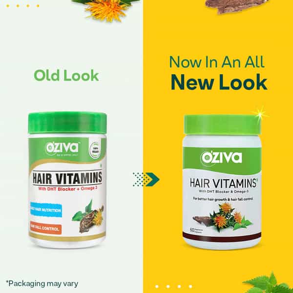 Oziva Plant Based Hair Vitamins (Pack Of 2) | Hair Vitamins For Hair Growth