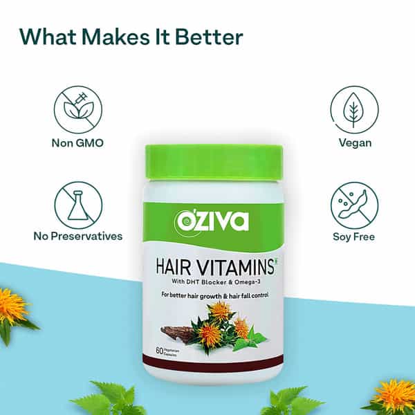 Oziva Plant Based Hair Vitamins (Pack Of 2) | Hair Vitamins For Hair Growth