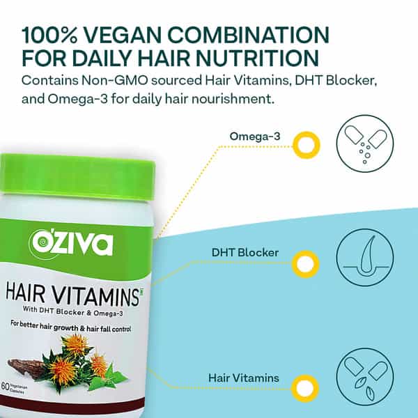 Oziva Plant Based Hair Vitamins (Pack Of 2) | Hair Vitamins For Hair Growth