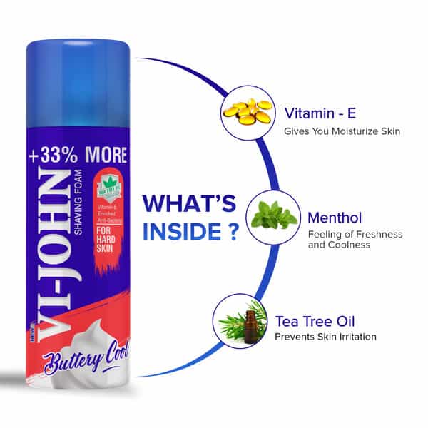 Vi-John Combo Pack Of Master Stroke 5 Blade Razor & Hard Skin Type Shaving Foam 400Ml