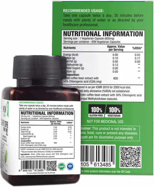 Wow Life Science Green Coffee Bean Extract Capsules - 60 Capsules