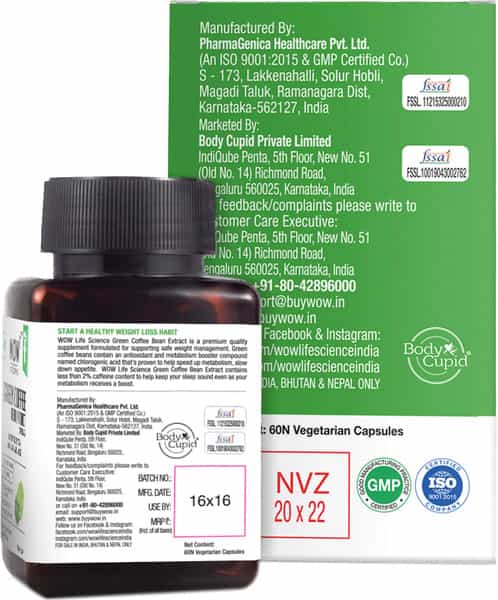 Wow Life Science Green Coffee Bean Extract Capsules - 60 Capsules