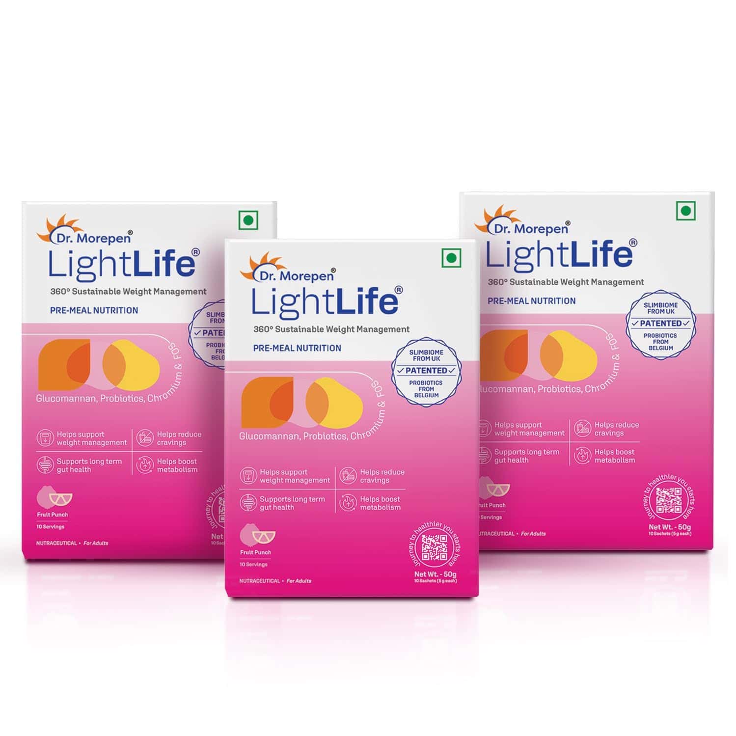 Dr. Morepen Lightlife Pre Meal Nutrition | Weight Management | Fruit Punch | Sachet | 30 No's